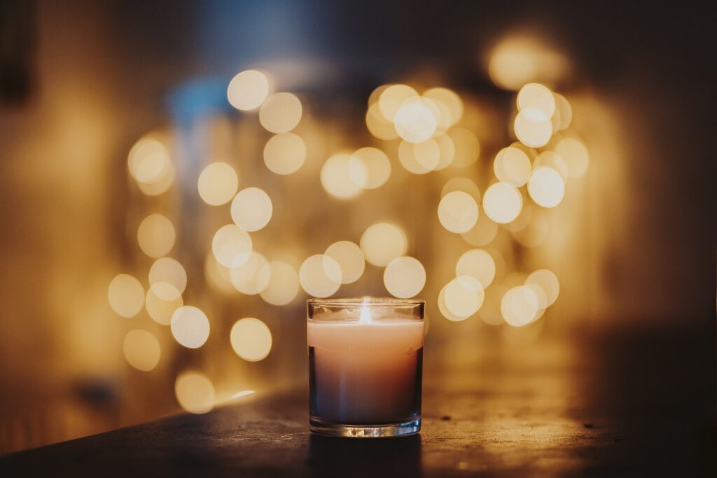 candle, flame, bokeh